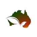 Australian Map and leaf for eco green australia logo design vector icon illustration