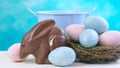 Australian milk chocolate Bilby Easter egg with eggs in nest Royalty Free Stock Photo