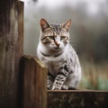 Australian Mist Cat Perching on Fence