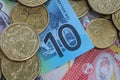 Australian Money featuring closeup partial detail of the latest Royalty Free Stock Photo