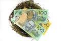 Australian money in the nest savings investment concept