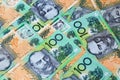 Australian money - one hundred dollar notes Royalty Free Stock Photo