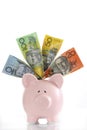 Australian Money with Piggy Bank Royalty Free Stock Photo