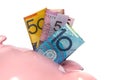 Australian Money in Piggybank Royalty Free Stock Photo