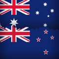 Australian and New Zealand flags depicted with a price line chart. Royalty Free Stock Photo