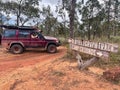 Australian off road vehicle driving on the telegraph track in Cape York Peninsula Queensland Australia