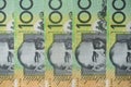 Australian one hundred dollar bills circle pattern Royalty Free Stock Photo