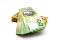 Australian one hundred dollar bills and fifty dollar bills Royalty Free Stock Photo