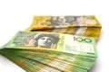 Australian one hundred dollar bills and fifty dollar bills Royalty Free Stock Photo