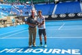 Australian Open champion Lorenzo Musetti of Italy R with Ivan Lendl during trophy presentation after his Boys` Singles final