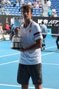 2019 Australian Open champion Lorenzo Musetti of Italy during trophy presentation after his Boys` Singles final match