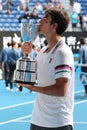 2019 Australian Open champion Lorenzo Musetti of Italy during trophy presentation after his Boys` Singles final match
