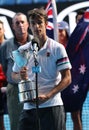 2019 Australian Open champion Lorenzo Musetti of Italy during trophy presentation after his Boys` Singles final match