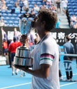 2019 Australian Open champion Lorenzo Musetti of Italy during trophy presentation after his Boys` Singles final match