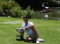 2019 Australian Open champion Novak Djokovic of Serbia posing with Australian Open trophy at Royal Botanic Garden Victoria Royalty Free Stock Photo