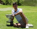 2019 Australian Open champion Novak Djokovic of Serbia posing with Australian Open trophy at Royal Botanic Garden Victoria Royalty Free Stock Photo