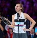 2019 Australian Open finalist Petra Kvitova of Czech Republic during trophy presentation ceremony after her final match