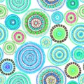 Australian ornament - circle and dots. Seamless background. Hand drawing Royalty Free Stock Photo