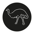 Australian ostrich Emu color line illustration. Animals of Australia