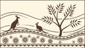 Australian Outback Landscape with Kangaroos and Tree, vector design Generative AI Royalty Free Stock Photo