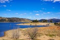 Australian outback landscape of lake and dry soil