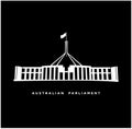 Australian parliament building icon. Australian parliament symbol vector on black background