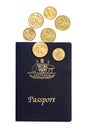Australian Passport and Coins Royalty Free Stock Photo
