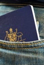 Australian passport in jeans pocket.