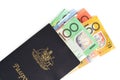 Australian Passport and Money Royalty Free Stock Photo