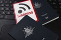 Australian passports and WIFI warning sign