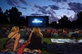 Australian people watching a film in outdoor cinema in Perth Western Australia Royalty Free Stock Photo