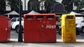 Australian post boxes red and yellow street view