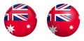 Australian red ensign flag under 3d dome button and on glossy sphere / ball Royalty Free Stock Photo