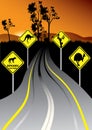 Australian road signs beside the road Royalty Free Stock Photo