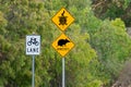 Australian Road signs to protect Long necked Tortoise, Bandicoots in Albany Royalty Free Stock Photo