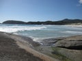 Australian rocky coast and beach with giant rocks