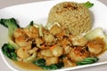 Australian scallops stir-fried in Japanese wasabi sour sauce wit