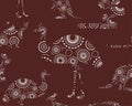 Australian Seamless Pattern Bilby Kangaroo Emu Snake Black and White Background Wallpaper Royalty Free Stock Photo