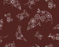 Australian Seamless Pattern Shark Koala Kangaroo Cockatoo Black and White Background Wallpaper Royalty Free Stock Photo