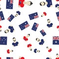 Australian seamless pattern with Flag and people. Flat illustration EPS 10