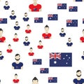 Australian seamless pattern with Flag and people. Flat illustration EPS 10