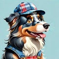 Australian Shepherd dog attentive smiling family animal pet