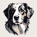 Australian Shepherd Dog Vector Illustrations In Hard-edge Painting Style