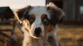 Australian Shepherd Puppy\'s Exploration of the Ranch Royalty Free Stock Photo
