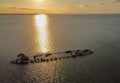 An Australian shipwreck at sunset