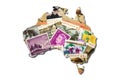 Australian stamps in the shape of Australia Royalty Free Stock Photo