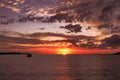 Red coloured stratocumulus cloud, supernal sunset seascape. Australia. Royalty Free Stock Photo