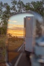 Australian Sunset Through A Mirror While Travelling