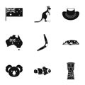 Australian symbols icon set, simple style