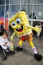 Australian tennis fans taken pictures with SpongeBob SquarePants during Australian Open 2016 at Australian tennis center Royalty Free Stock Photo